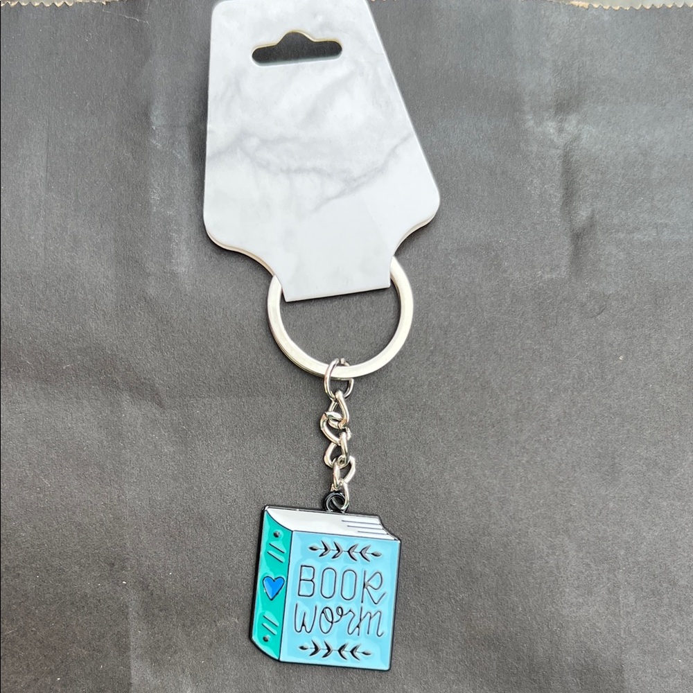 Blue Bookworm Keychain